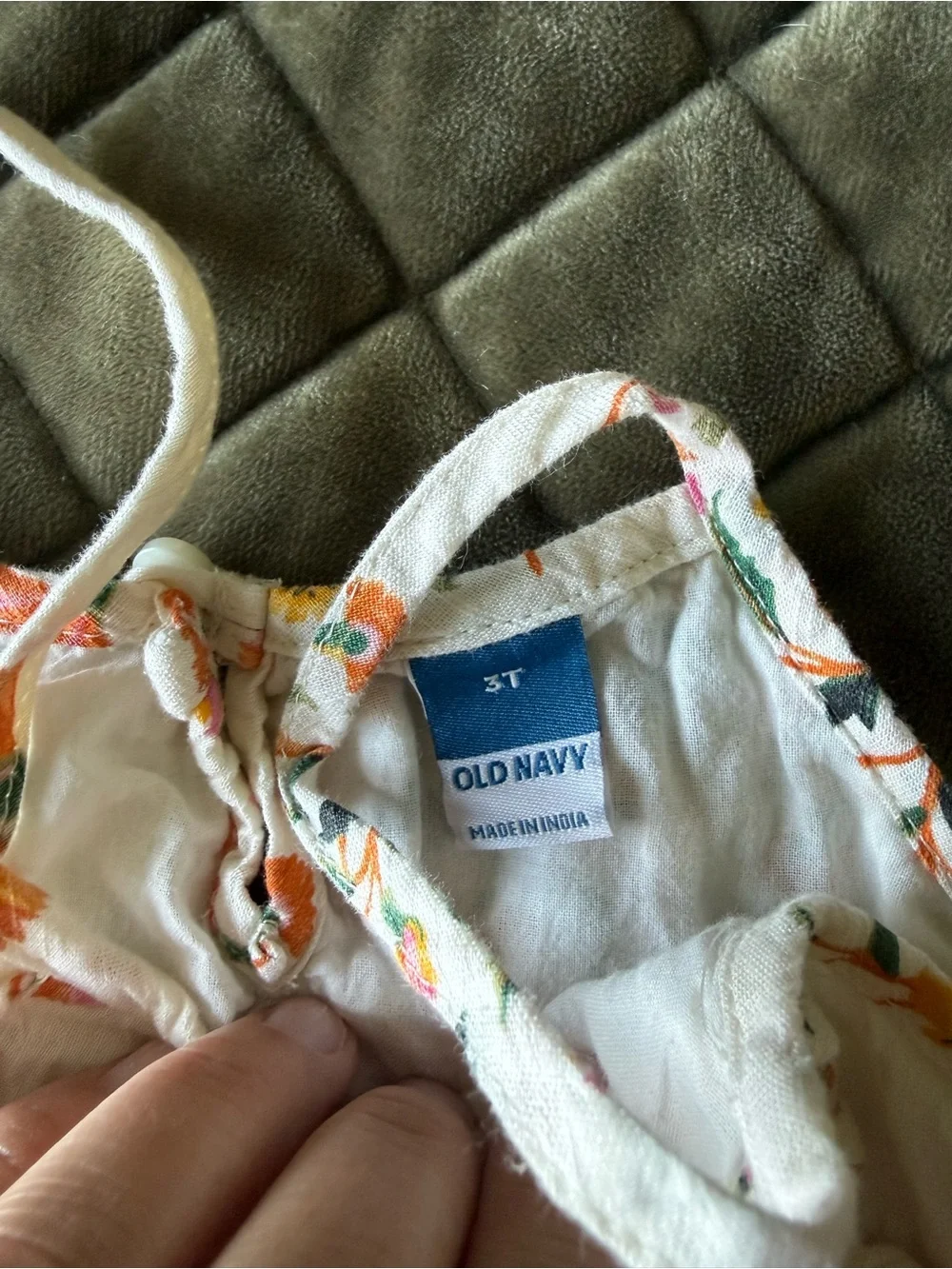 Old Navy White Floral Embroidered Sundress with Pink, Orange and Green Details